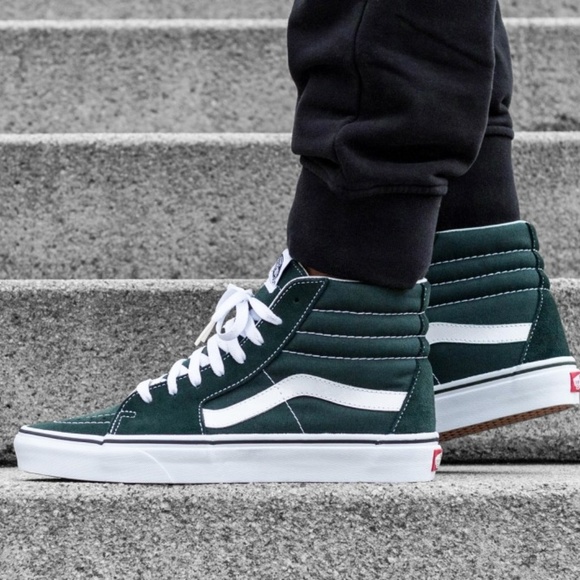 green and white high top vans